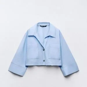 Zara Light Blue Women's Cropped blouse